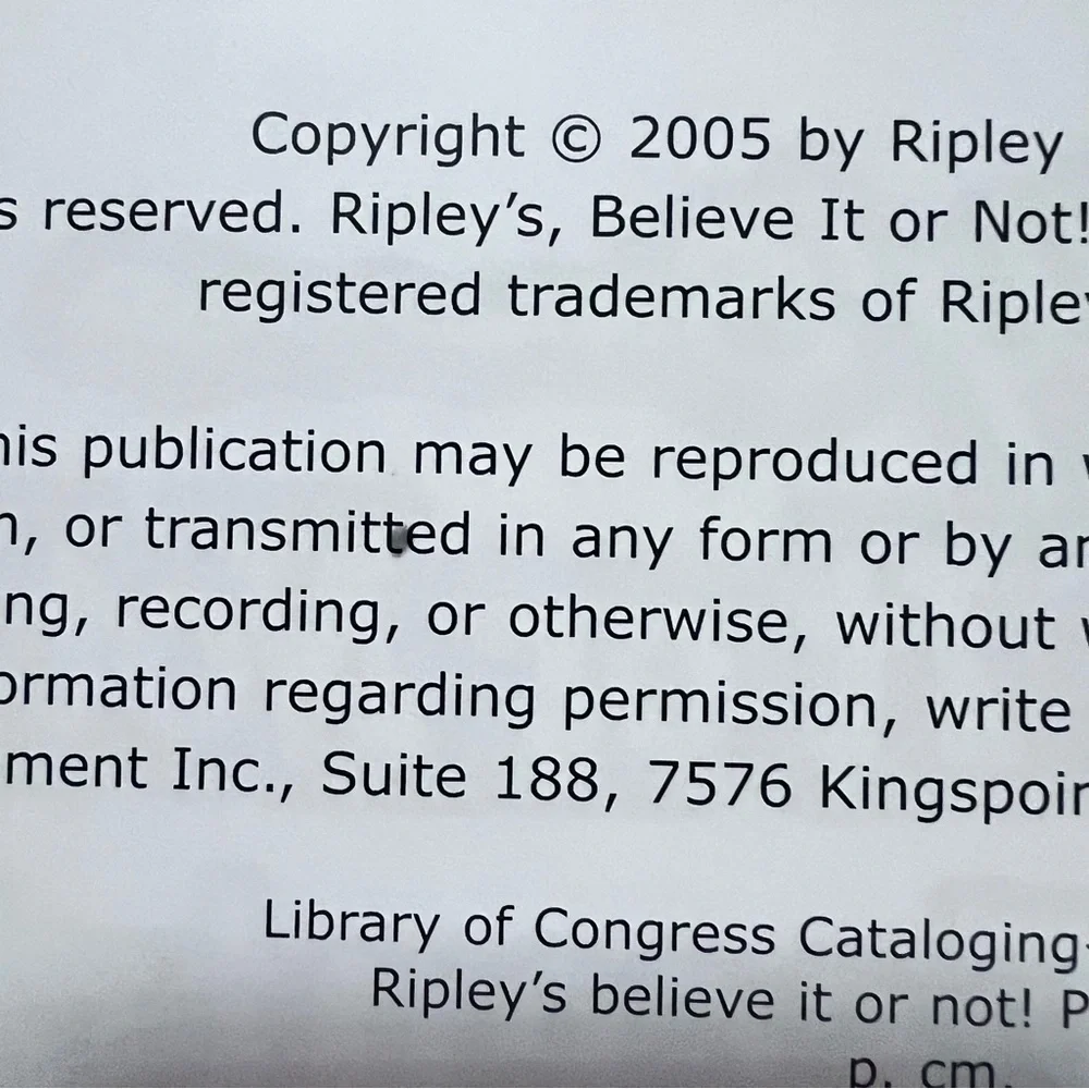 Ripley’s Believe it or not hardback book 2005’